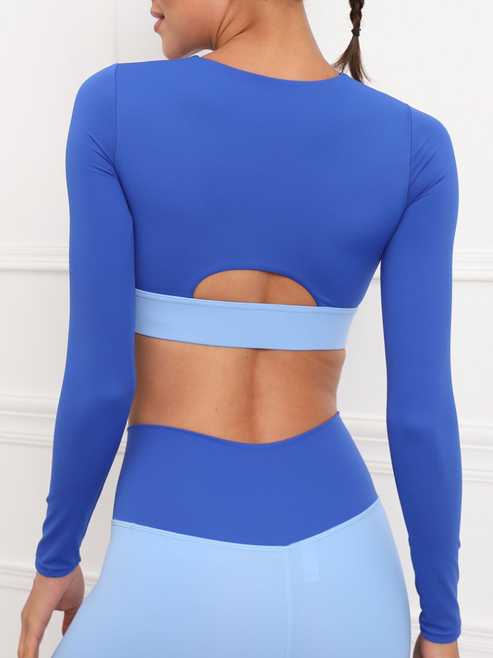 Contrast color stitching fitness sports yoga underwear cross bra long sleeves