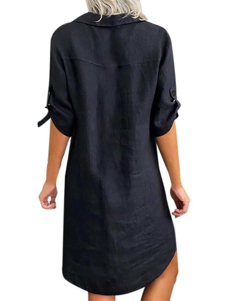 New daily casual cotton short-sleeved shirt dress