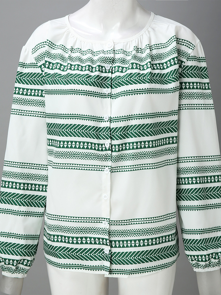 Casual striped printed shirt women's tops women's clothing