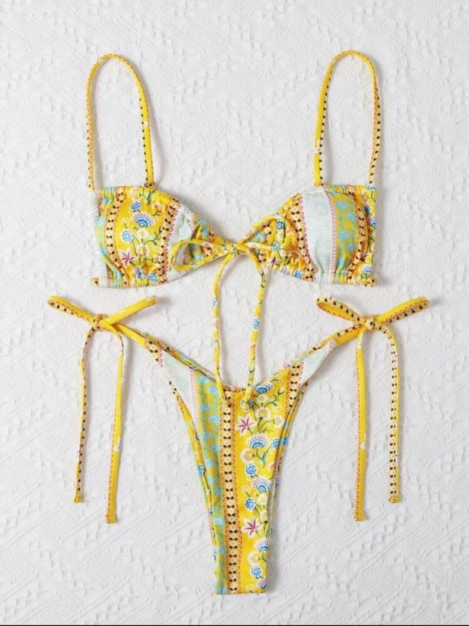 Women's Ethnic Print Bikini Three-Piece Set