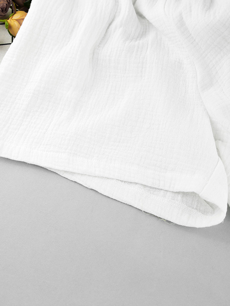 Sleeveless Double Yarn Shorts Set Breathable Ruffles Outing Homewear