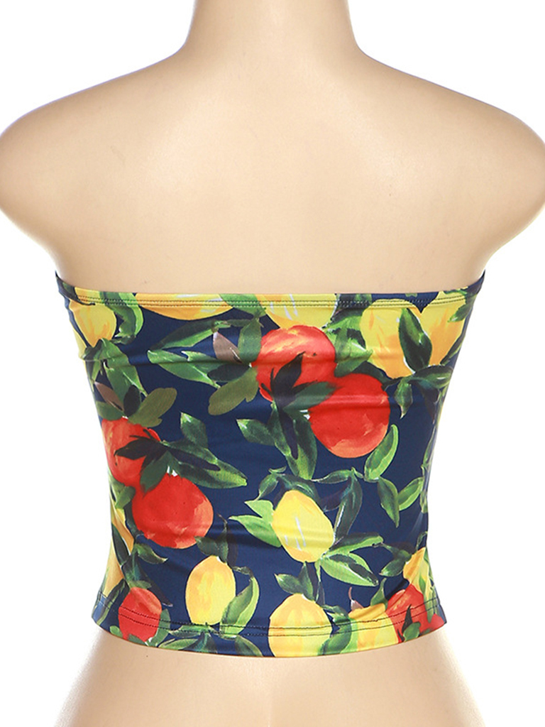 New women's fashion sexy wrap chest one-shoulder slim-fit printed vest