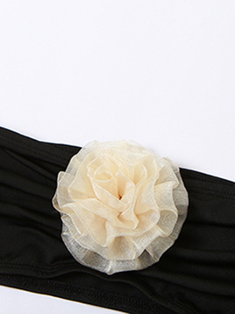 Women's three-dimensional flower decoration camisole sexy briefs bikini