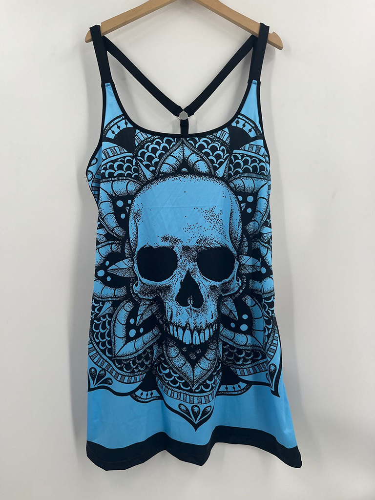 Sling Fashion Skull Printed Vest Spring Summer Sleeveless Backless T-Shirt Top