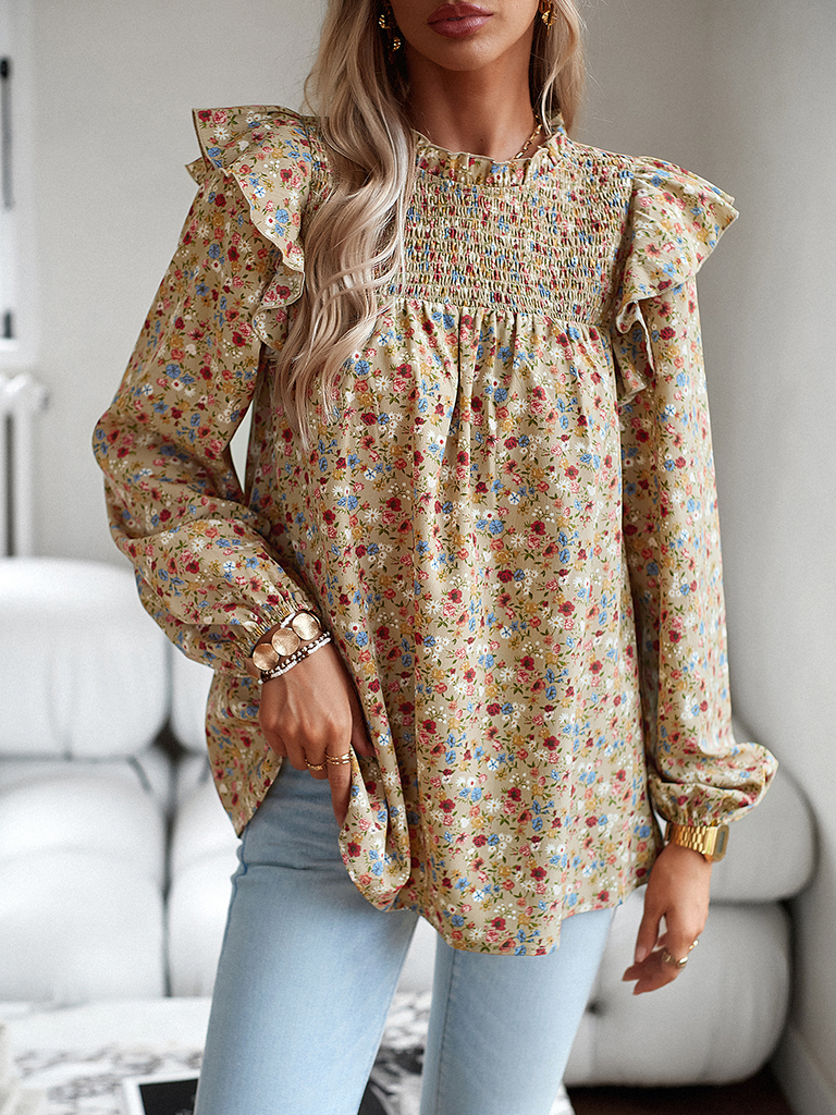 Floral Shirt Femininity Commuter Long Sleeve blouse