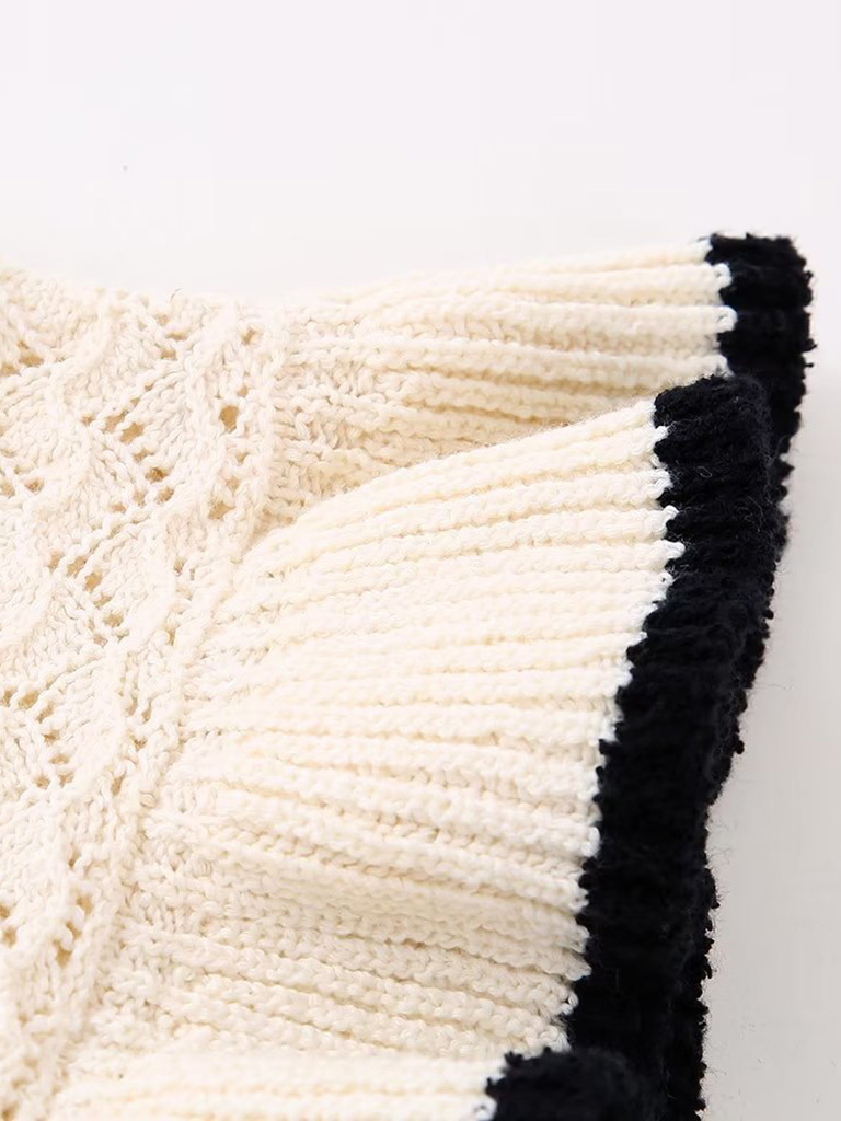 Women's Layered Jacquard Mesh Short Sleeve Knit Top
