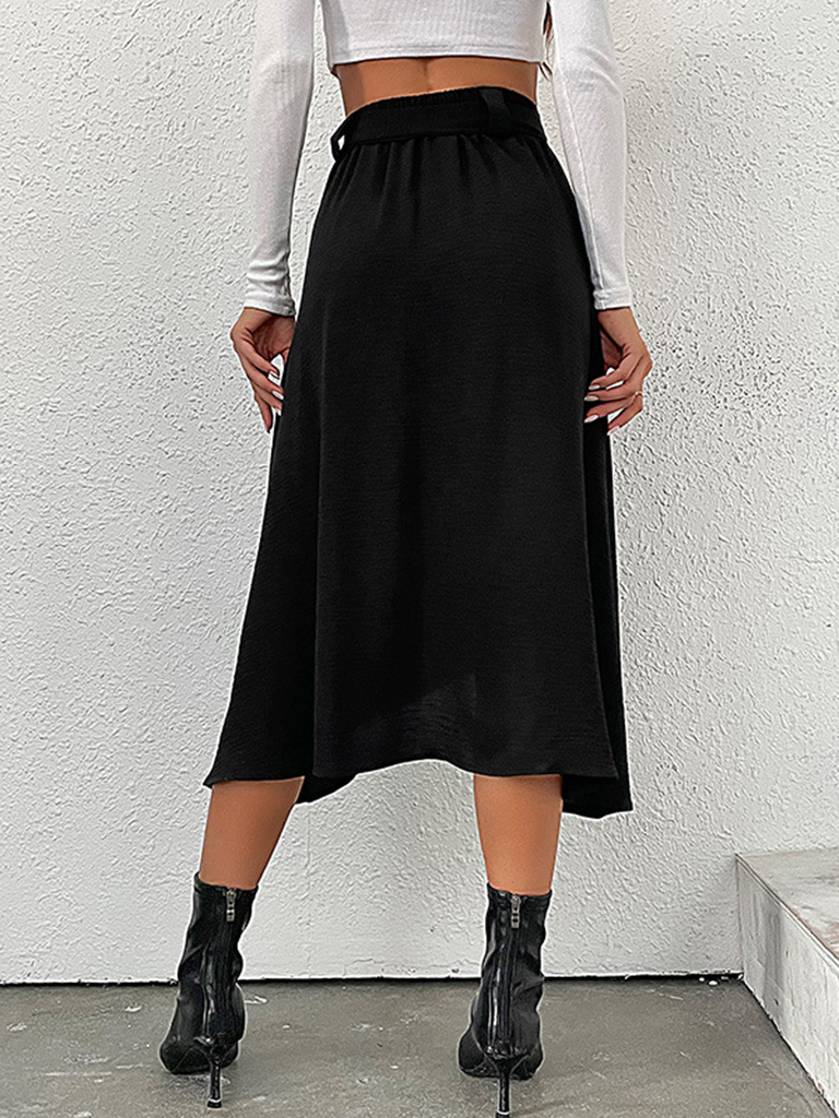 New women's solid color mid-length skirt