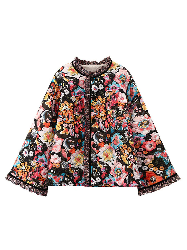 Trendy Loose Winter Print Quilted Coat