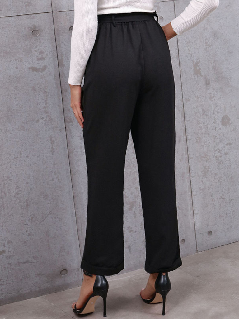 New women's commuter style lace-up nine-point pants professional elastic pants