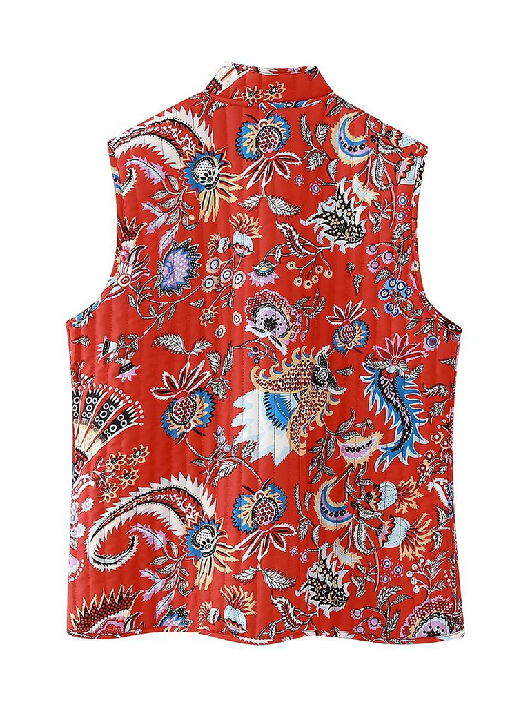 Women's new printed sleeveless reversible vest