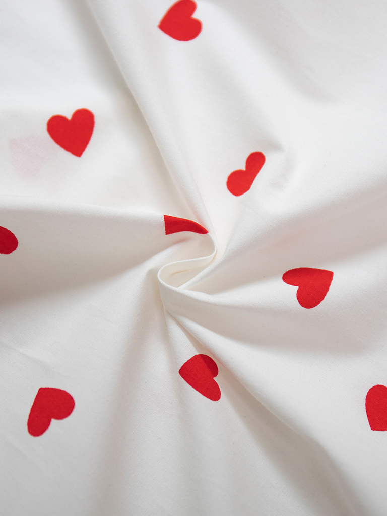 Women's New Red Love Print Doll Collar Lantern Sleeve Shirt