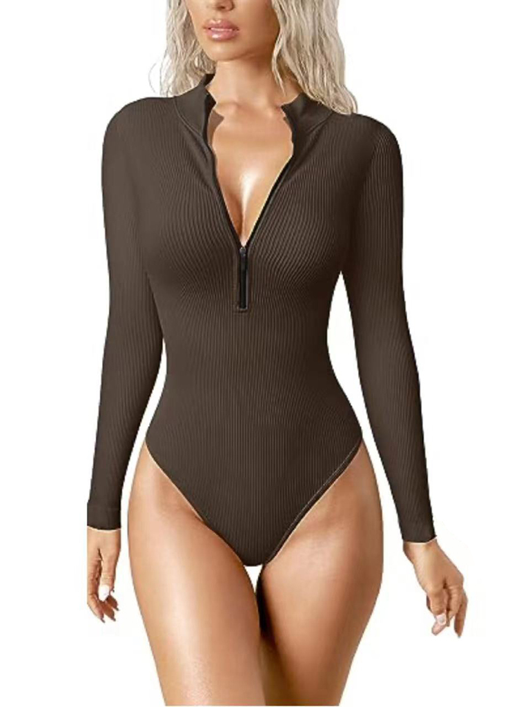 women's sexy Stand collar long sleeverbodysuit