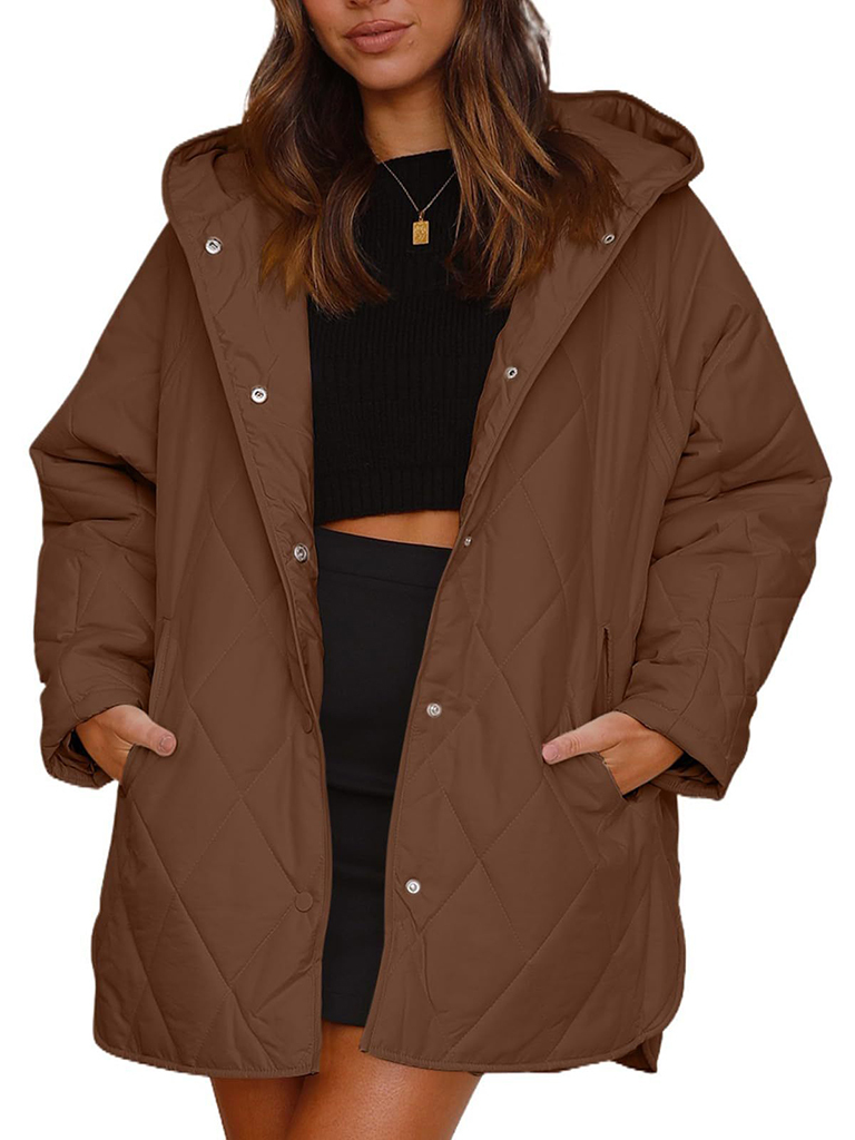Women's oversize Loose Hooded Quilted Jacket