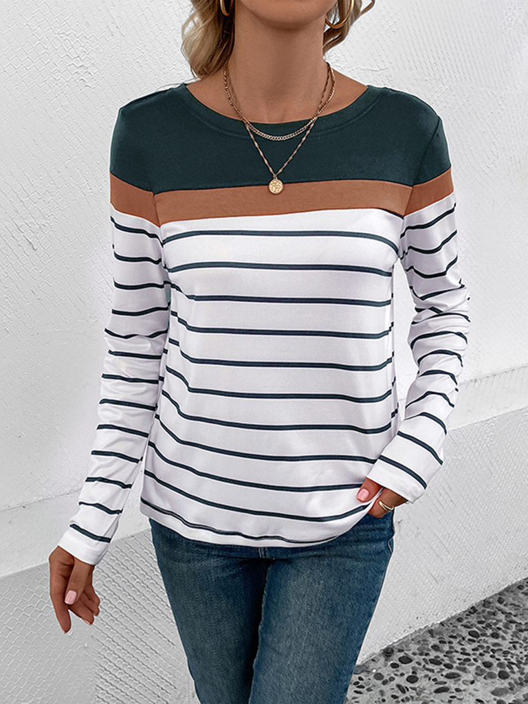 New Women's Striped Casual Long Sleeve Sweater