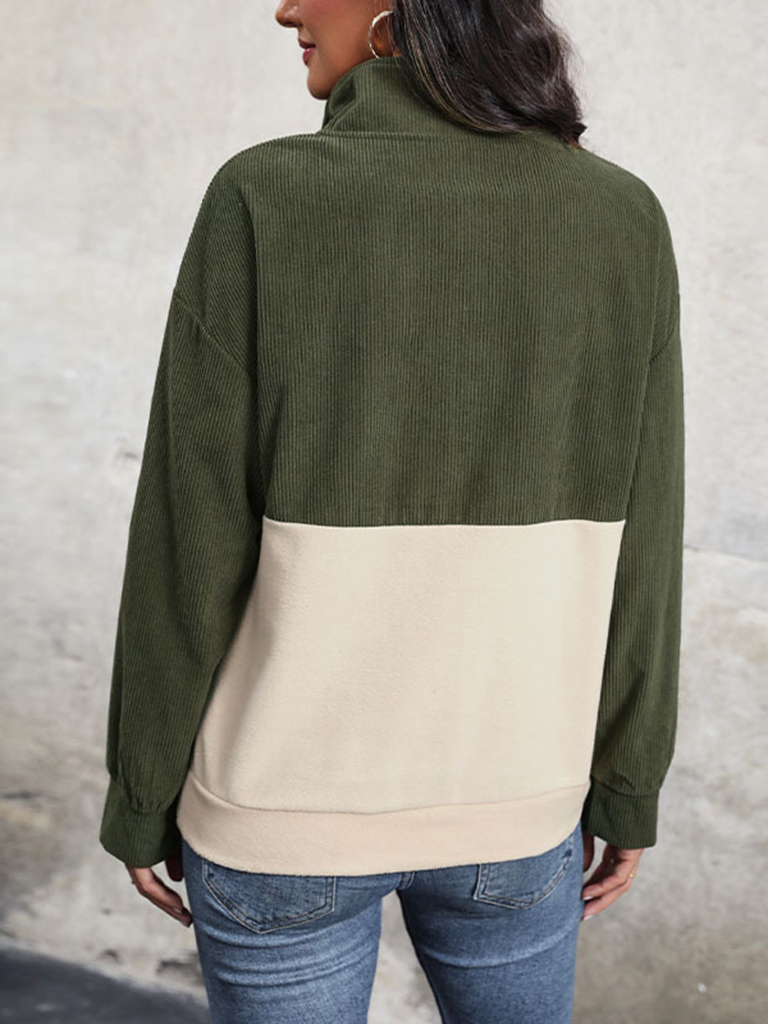 New women's patchwork polar fleece sweatshirt