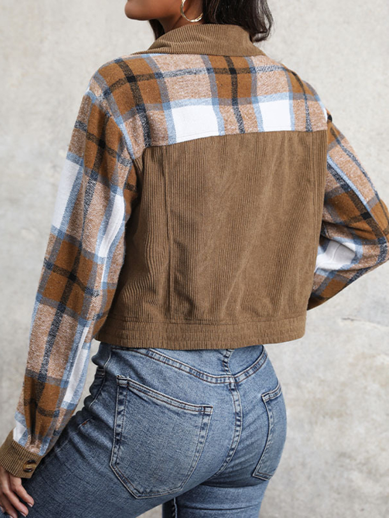women's vintage lapel patchwork cardigan jacket