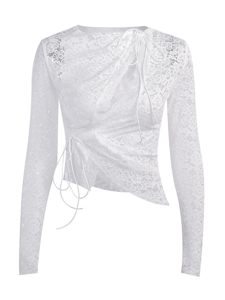 Women's New Long Sleeve Lace Hollow Cardigan Slim Fit Top for Hot Girls