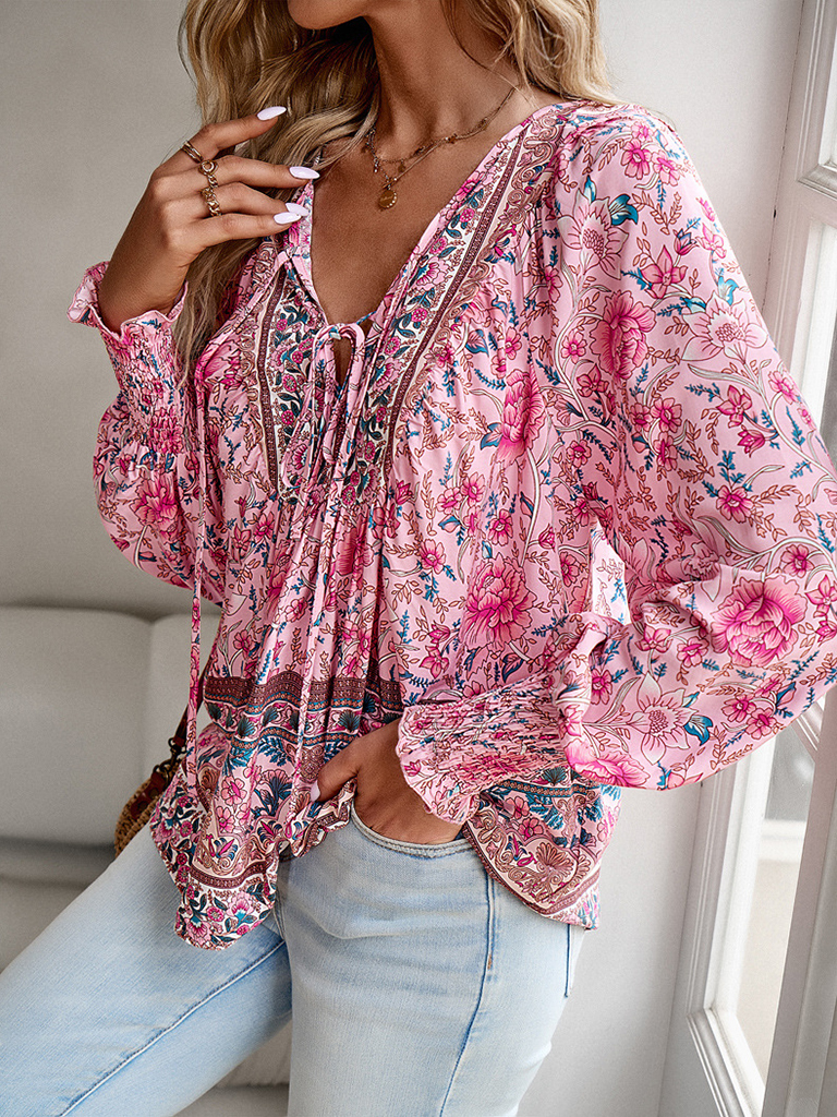 Women's Bohemian Casual Floral Print blouse