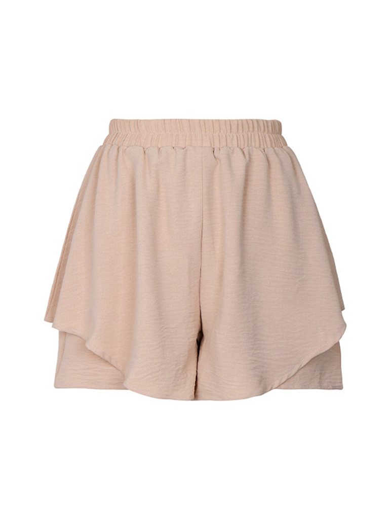 Women's new high waist solid color layered fashion shorts