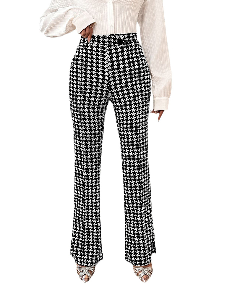 Women's New Style Houndstooth Straight Commuting Trousers