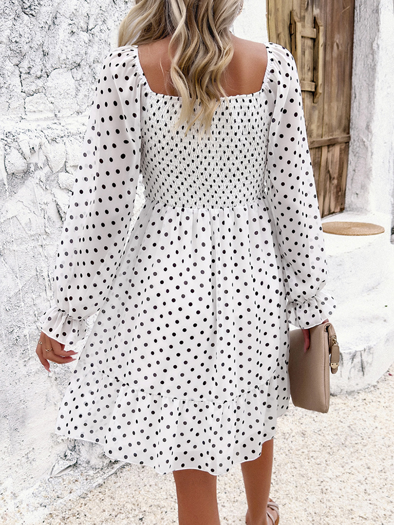New spring and summer temperament casual polka dot dress