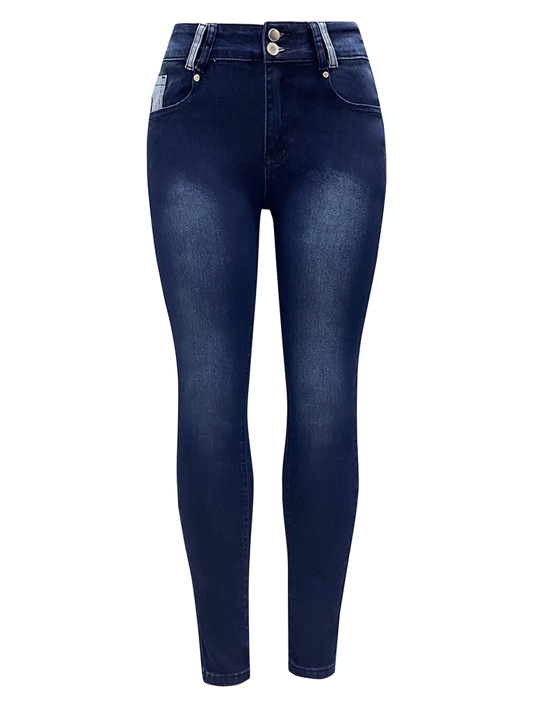 High-waisted slimming hot girl contrasting color patchwork jeans