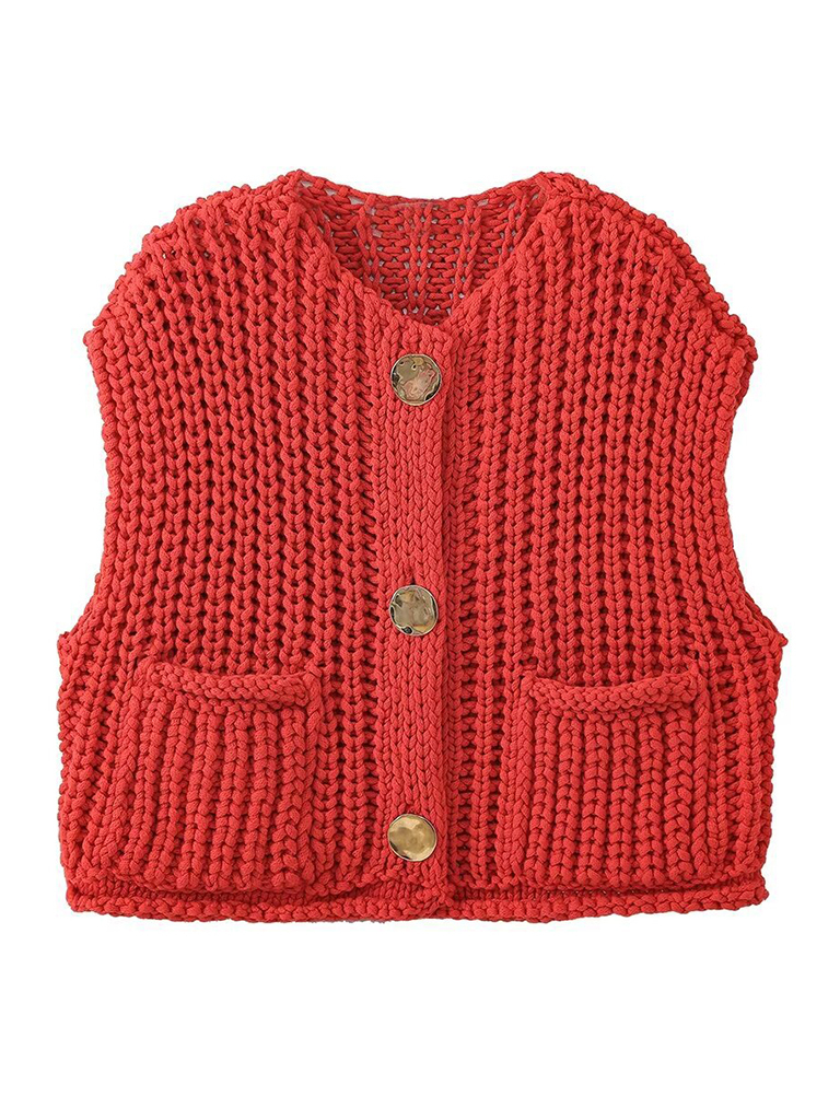 New Fashion Casual Thick Knitted Vest Cardigan