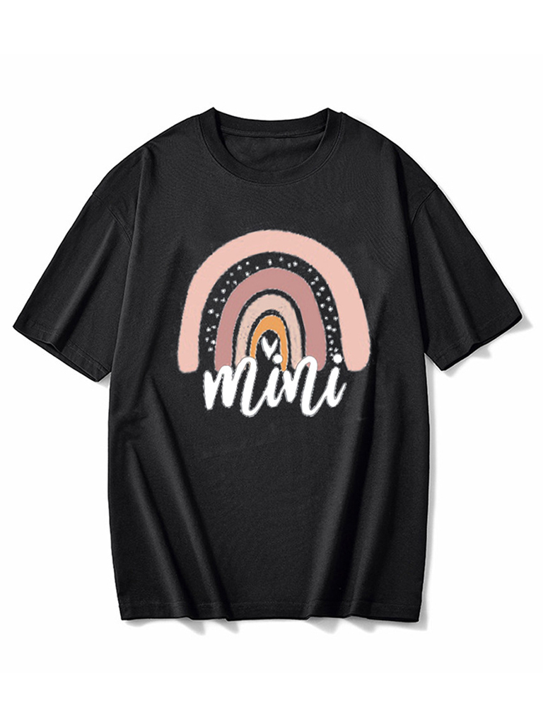 New Rainbow Mama and Mini Family printed short-sleeved T-shirt (children's version)