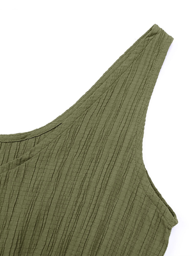 Women's simple casual solid color texture vest jumpsuit