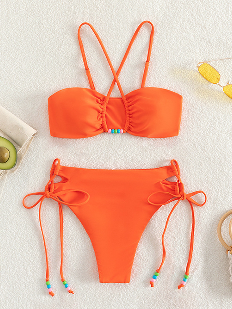New style bikini solid color sexy push up swimsuit