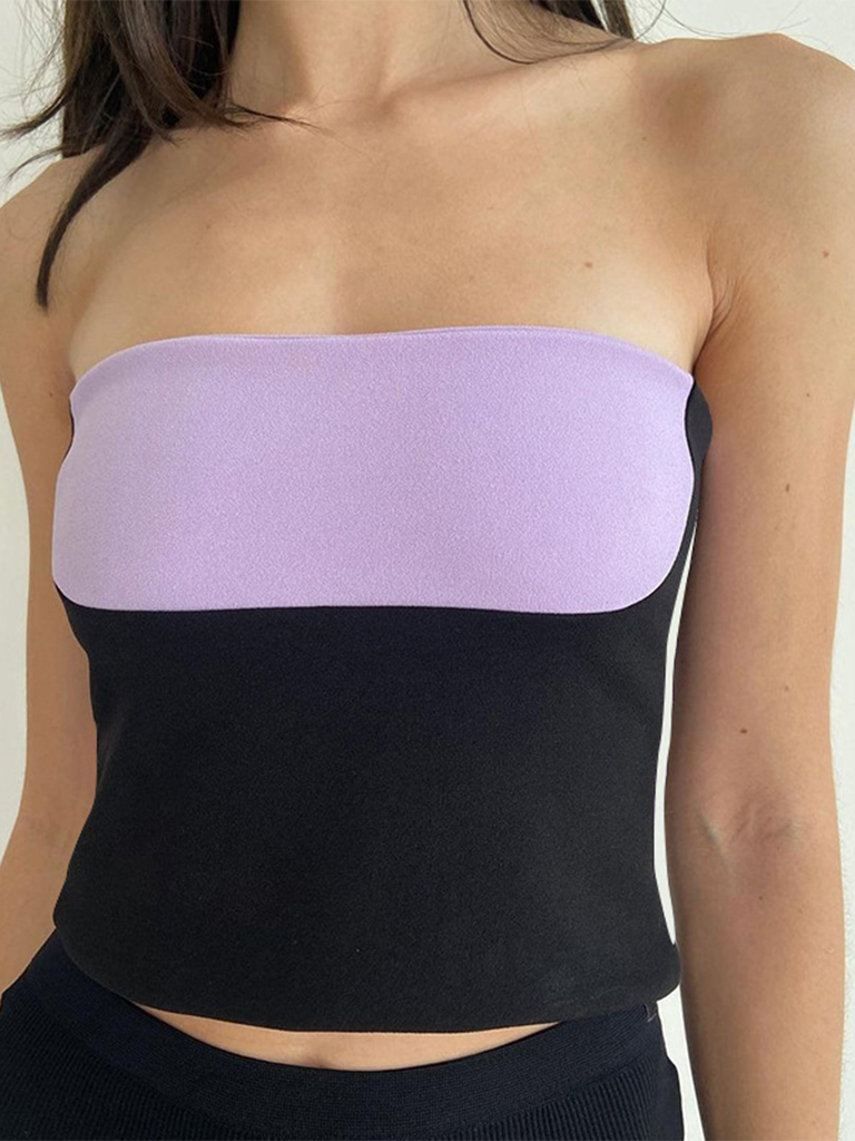 Fashionable contrast color reversible hot girl short tube top