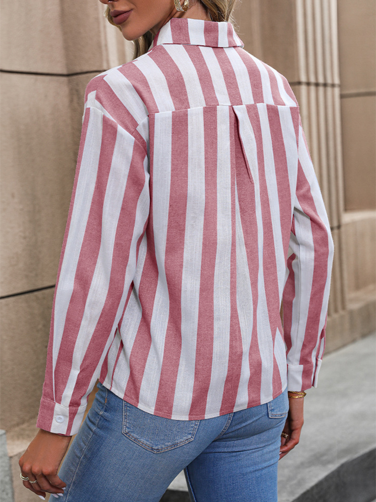 New cardigan long-sleeved commuter striped shirt