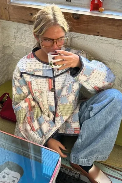 Floral Print Wrap Cotton Jacket
