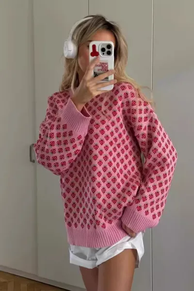 Sweet Girl Strawberry Knit Pullover