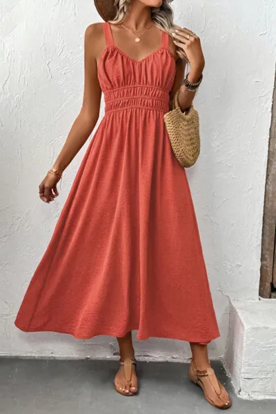Sleeveless Strapless Casual Pleated Dress
