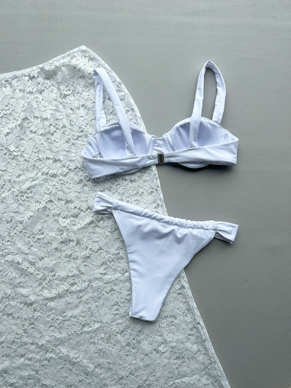 Lace skirt bikini three piece set-chiquechics