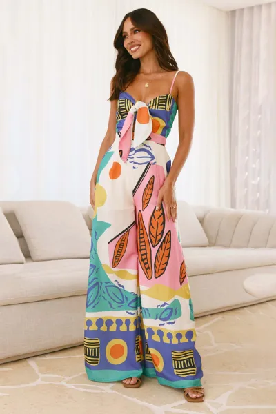 Fashion digital printed chest strap jumpsuit