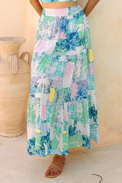 New teal bohemian resort beach skirt