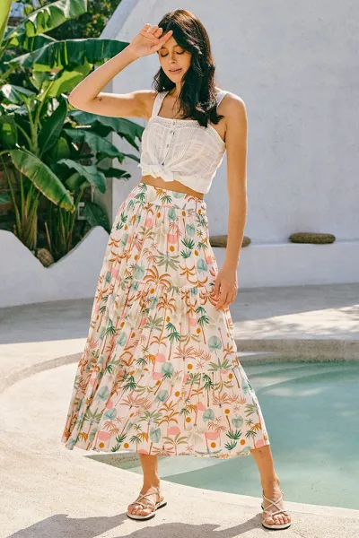 New coconut tree print bohemian holiday beach skirt