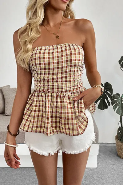 New Plaid Tube Top Vest
