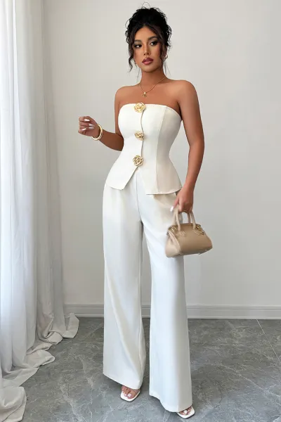 Simple solid color vest and trousers two-piece suit
