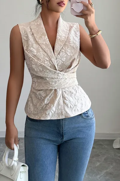 Simple Deep V Drawstring Tank Top