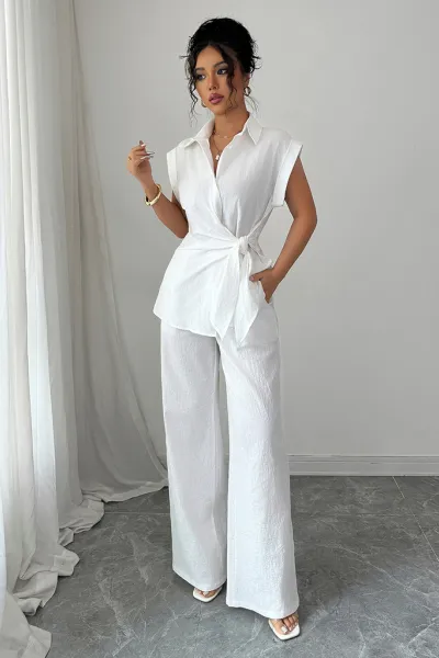Short-sleeved vest and trousers set