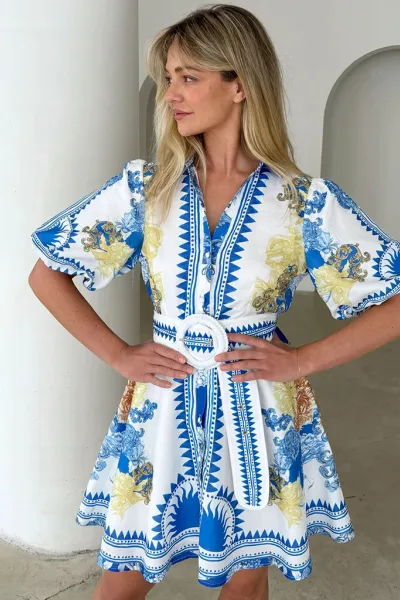 Casual Fashion Printed Lapel Dress