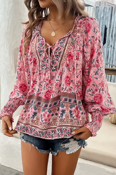 Casual holiday print long-sleeved T-shirt top shirt