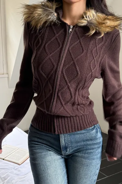 Casual simple style hooded sweater