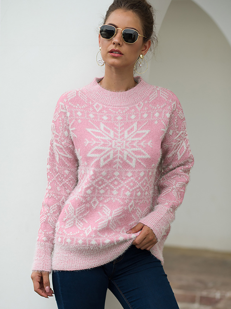 Women's Snowflake Pullover Knit Christmas Sweater
