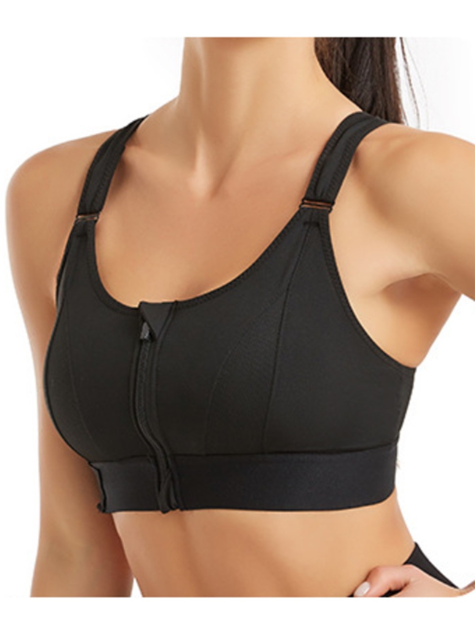 Women's Adjustable Front Zip Sports Bra