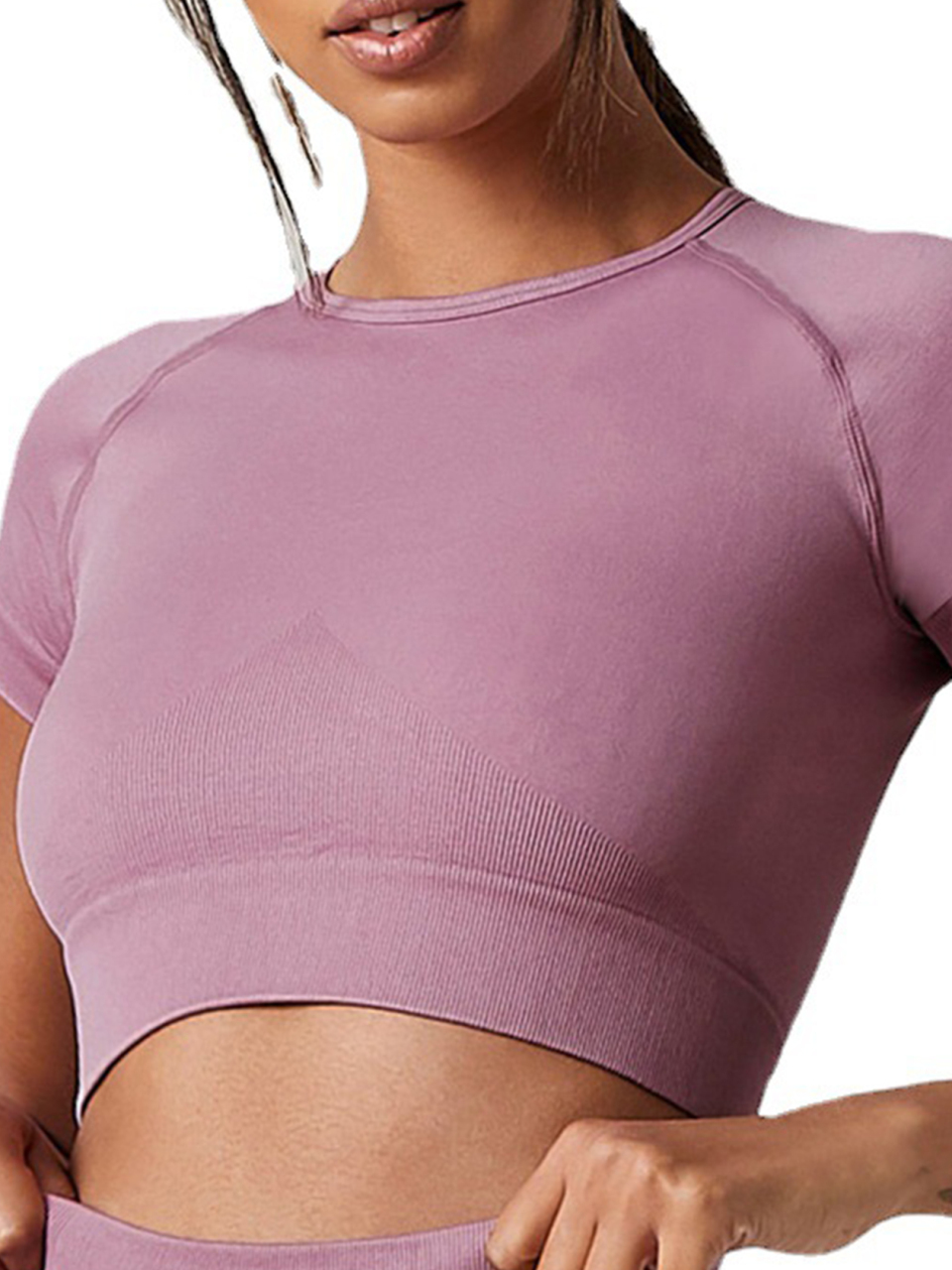 Seamless Yoga Cropped Gym Suit Short Sleeve Top