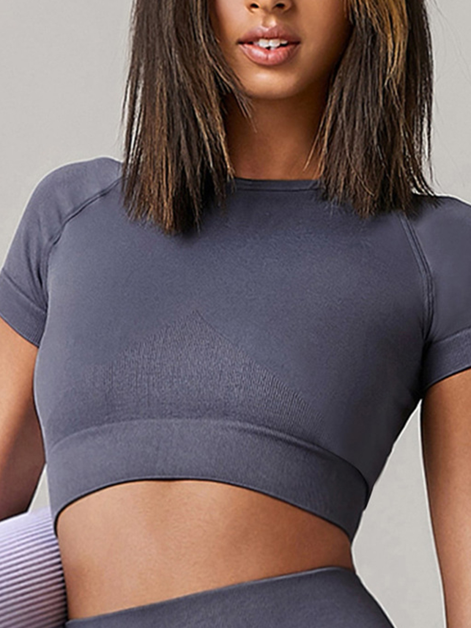 Seamless Yoga Cropped Gym Suit Short Sleeve Top